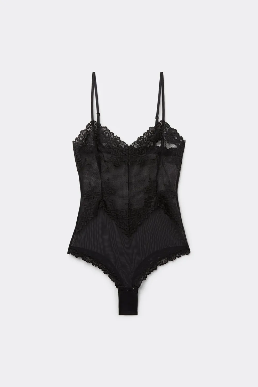 Body|Koronka>Intimissimi Body z Tiulu i Koronki Pretty Flowers czarny - 019 - czarny