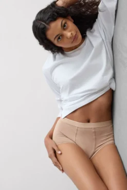 Bokserki|Z Wysokim Stanem>Intimissimi Bokserki Damskie z Naturalnej Bawełny naturalny - 044 - honey