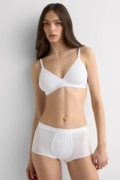 Bokserki|Z Wysokim Stanem>Intimissimi Bokserki Damskie z Naturalnej Bawełny biały - 001 - biały