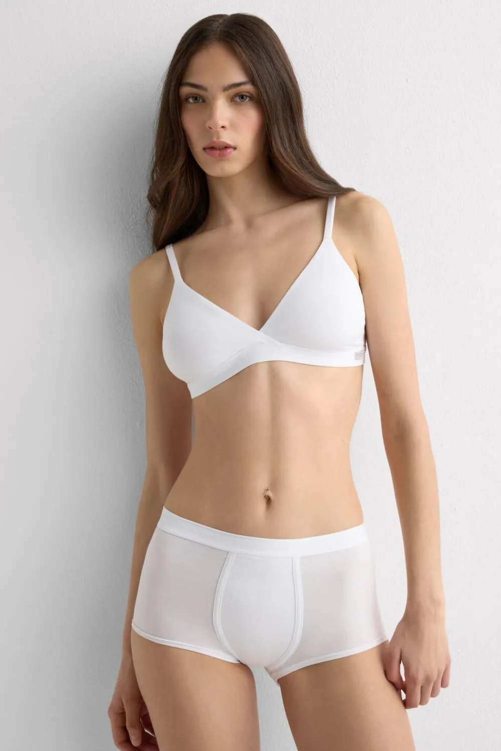Bokserki|Z Wysokim Stanem>Intimissimi Bokserki Damskie z Naturalnej Bawełny biały - 001 - biały