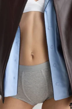 Bokserki|Z Wysokim Stanem>Intimissimi Bokserki Damskie z Naturalnej Bawełny szary - 031 - grigio melange chiaro