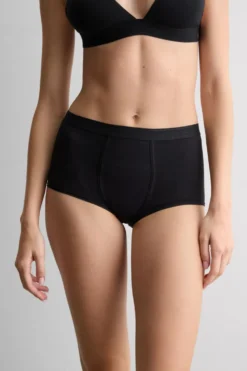 Bokserki|Z Wysokim Stanem>Intimissimi Bokserki Damskie z Naturalnej Bawełny czarny - 019 - czarny