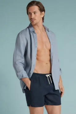 Bokserki Kąpielowe|Len>Intimissimi Bokserki Kąpielowe 100% Len w Jednolitym Kolorze niebieski - 585j - blu oceano