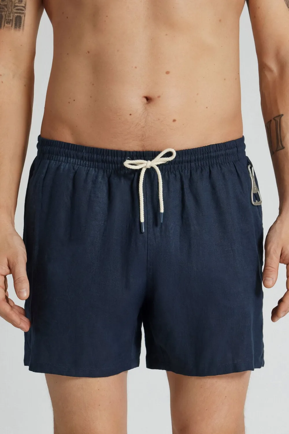 Bokserki Kąpielowe|Len>Intimissimi Bokserki Kąpielowe 100% Len w Jednolitym Kolorze niebieski - 585j - blu oceano