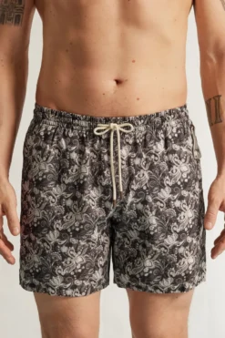 Bokserki Kąpielowe|Len>Intimissimi Bokserki Kąpielowe 100% Len z Brązowym Kwiatowym Nadrukiem brązowy - 212k - cashmere brown