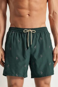 Bokserki Kąpielowe>Intimissimi Bokserki Kąpielowe z Haftem we Flamingi zielony - 147k - fenicottero verde scuro