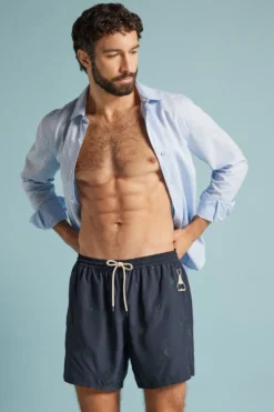 Bokserki Kąpielowe>Intimissimi Bokserki Kąpielowe z Haftem w Kaktusy niebieski - 150k - cactus blu intenso