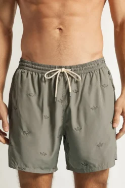 Bokserki Kąpielowe>Intimissimi Bokserki Kąpielowe z Haftem w Rekiny zielony - 146k - squalo verde salvia chiaro