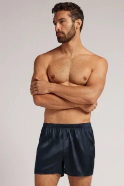 Bokserki|Jedwab>Intimissimi Bokserki męskie z jedwabiu niebieski - 800 - blu notte
