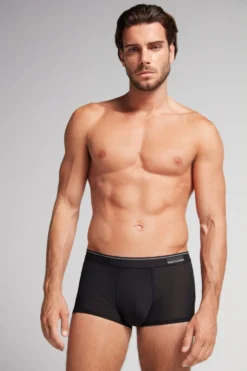 Bokserki>Intimissimi Bokserki Super Fresh z Mikrosiateczki czarny - 019 - czarny
