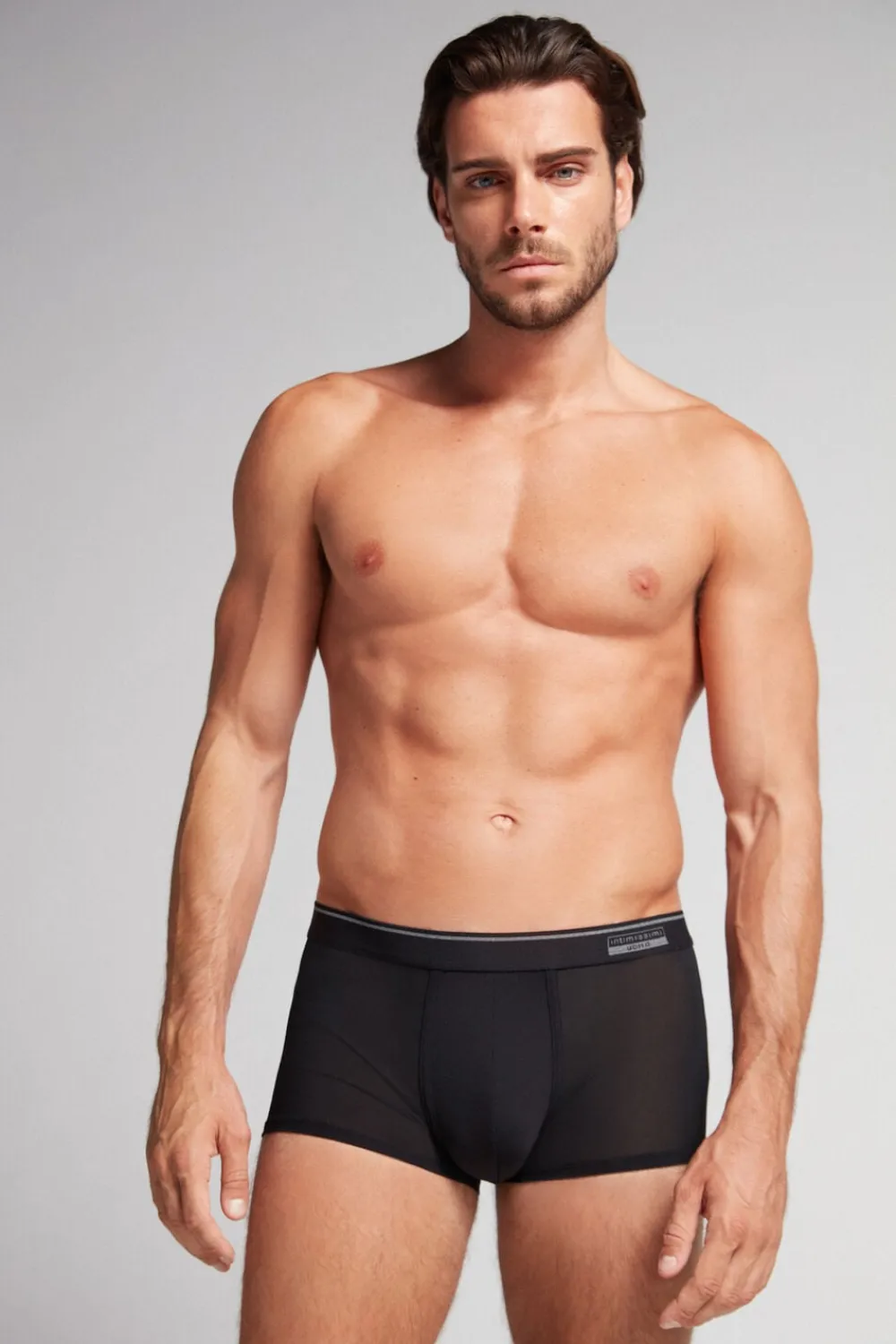 Bokserki>Intimissimi Bokserki Super Fresh z Mikrosiateczki czarny - 019 - czarny