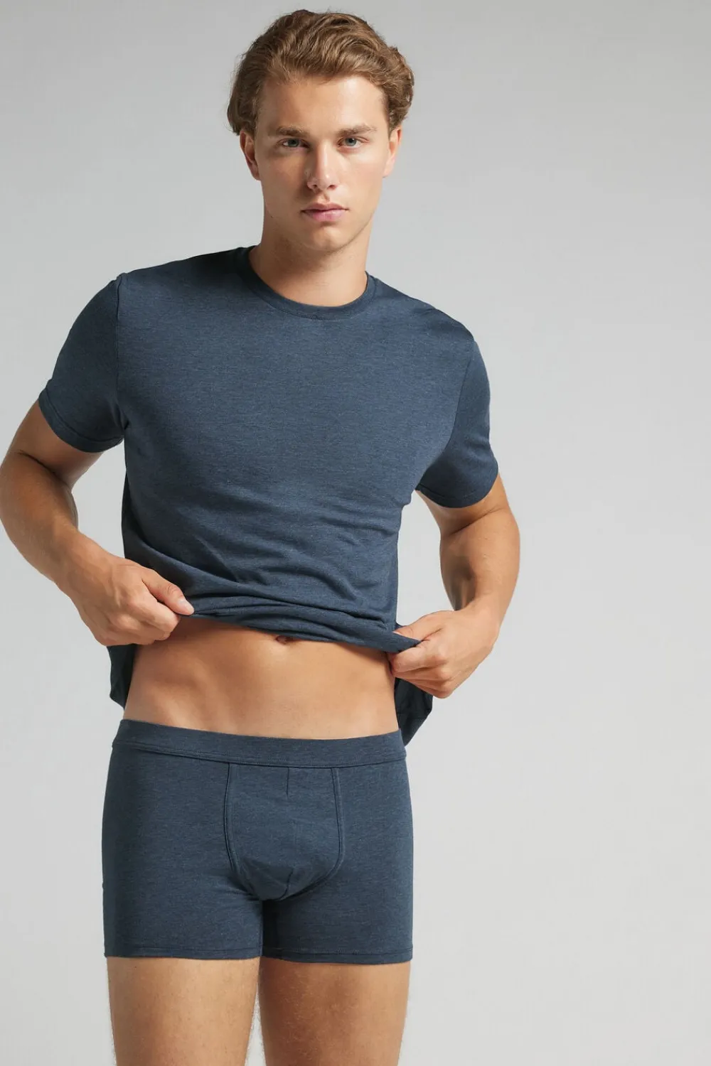 Bokserki|Bawełna Superior>Intimissimi Bokserki z Bawełny Superior niebieski - 3120 - blu ink melange