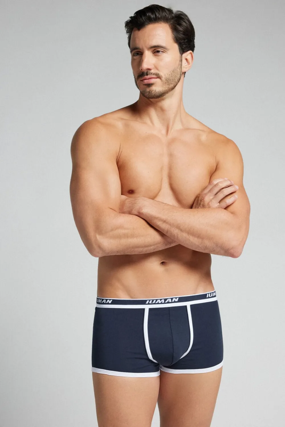 Bokserki|Bawełna Superior>Intimissimi Bokserki z Bawełny Superior z Logo niebieski - 3481 - blu notte/bianco