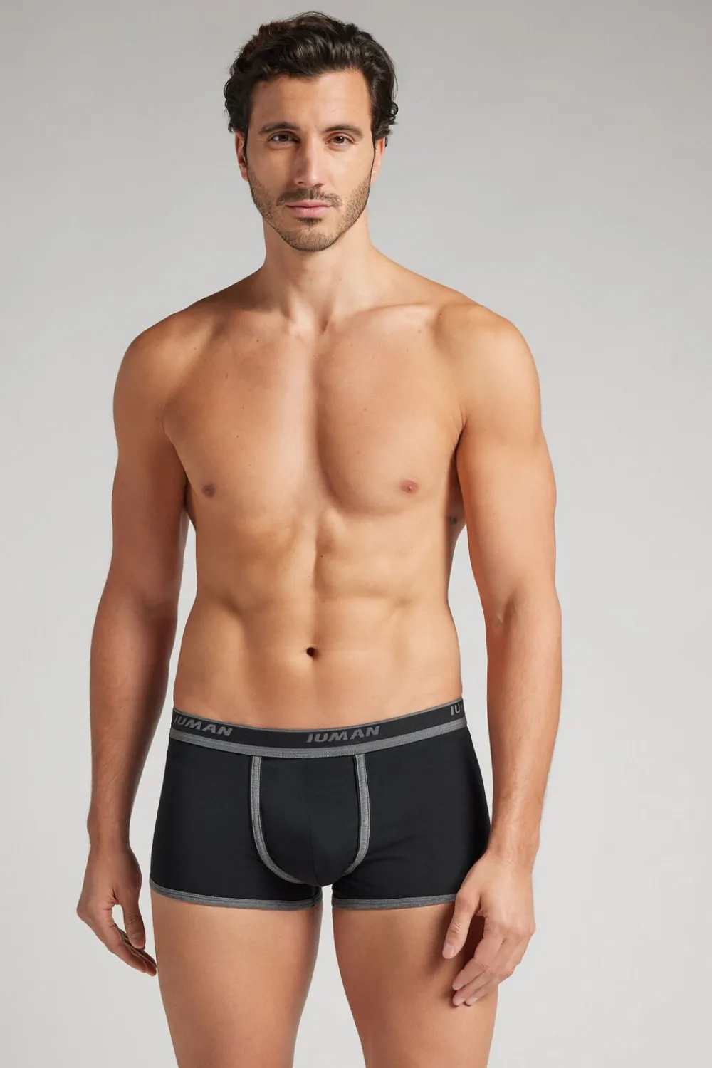 Bokserki|Bawełna Superior>Intimissimi Bokserki z Bawełny Superior z Logo czarny - 385i - nero/grafite melange