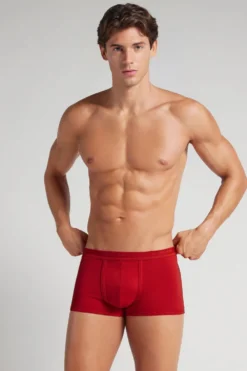 Bokserki|Bawełna Superior>Intimissimi Bokserki z Bawełny Superior z Logo czerwony - 5222 - rosso intenso/rosso