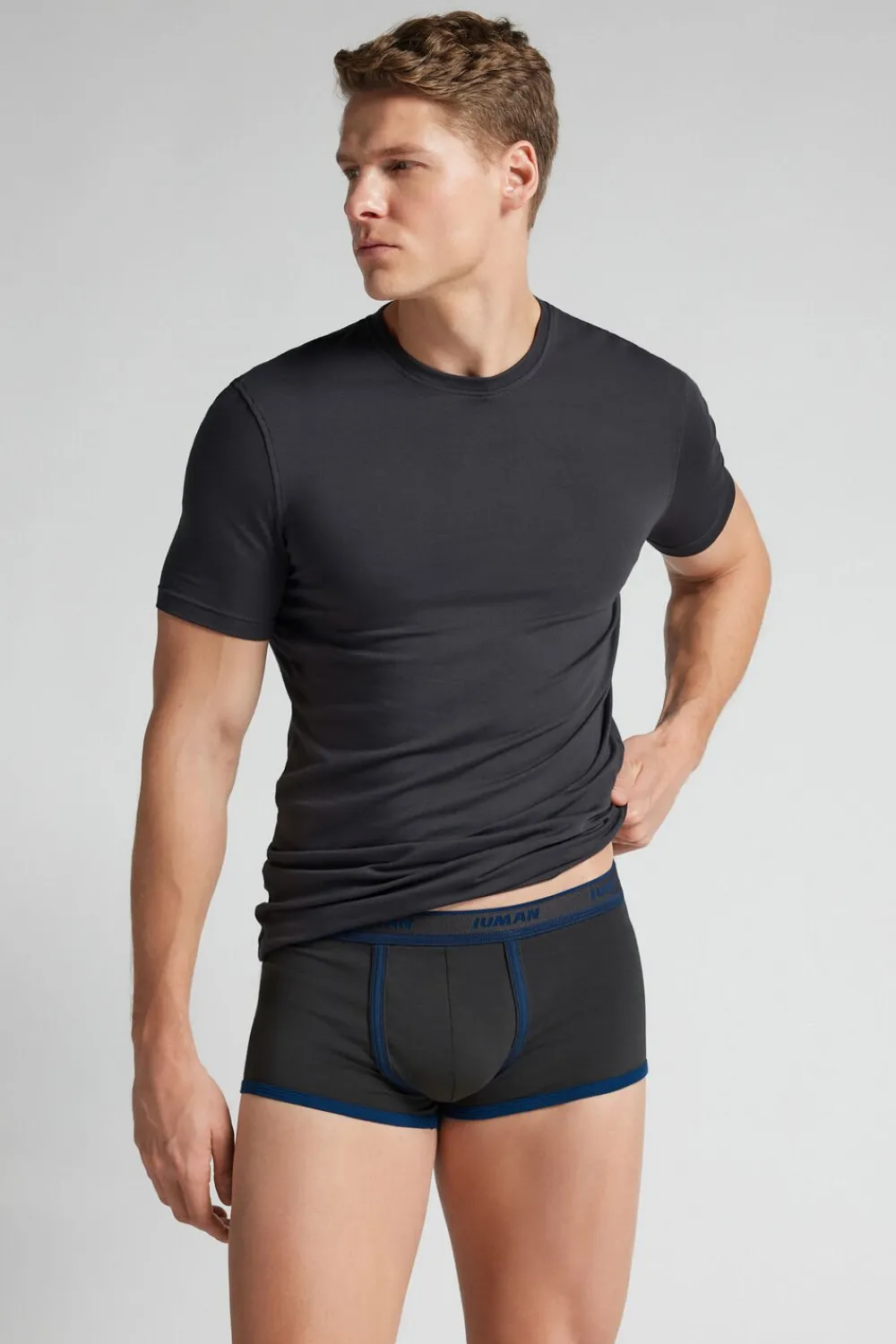 Bokserki|Bawełna Superior>Intimissimi Bokserki z Bawełny Superior z Logo ciemnoszary - 105k - dark grey/blu marino