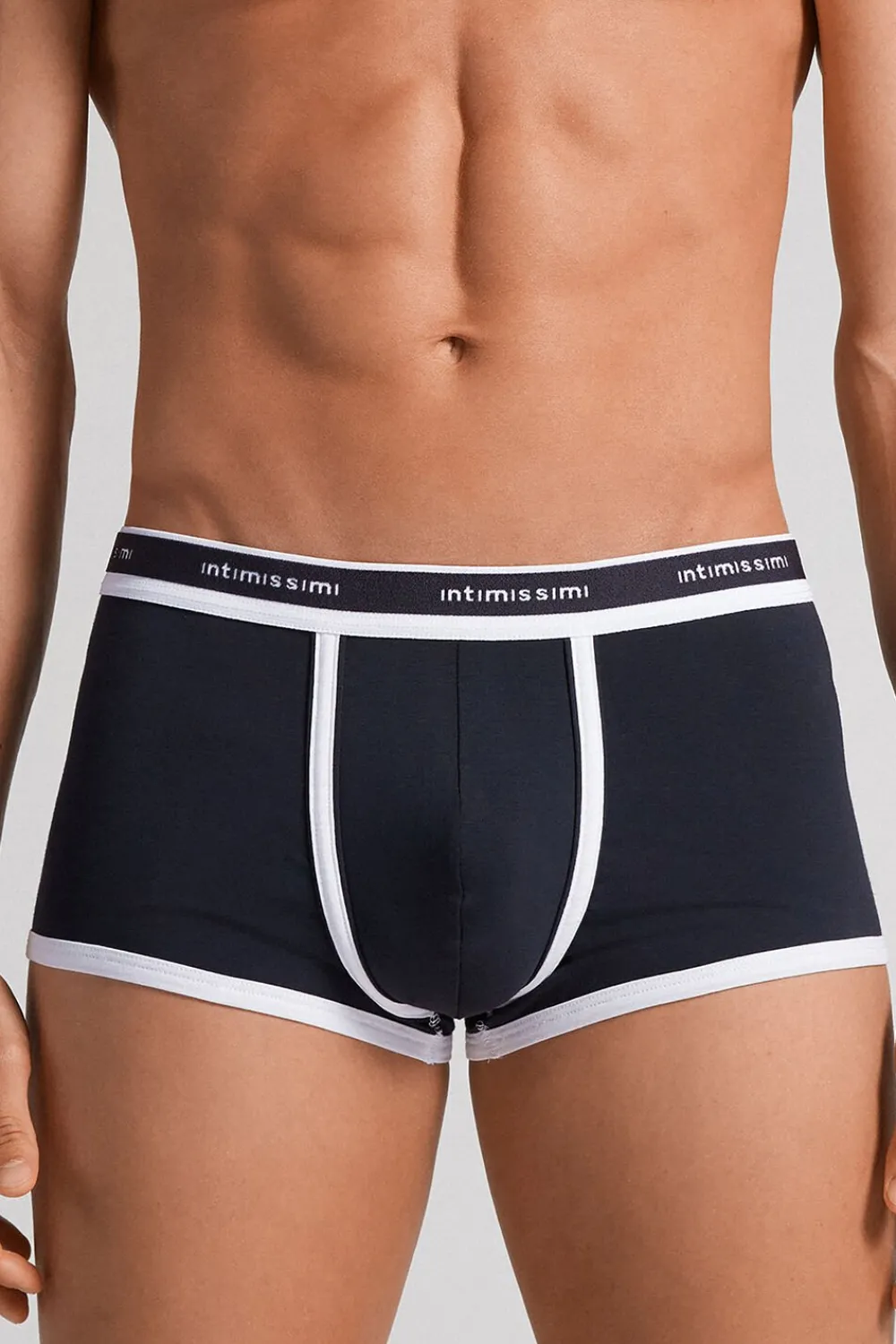 Bokserki|Bawełna Superior>Intimissimi Bokserki z Bawełny Superior z Logo - 3481 - blu notte/bianco