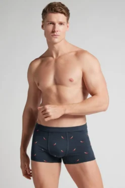 Bokserki|Bawełna Superior>Intimissimi Bokserki z Bawełny Superior z Nadrukiem w Papryczki Chili niebieski - 800 - blu notte