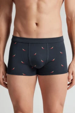 Bokserki|Bawełna Superior>Intimissimi Bokserki z Bawełny Superior z Nadrukiem w Papryczki Chili niebieski - 800 - blu notte