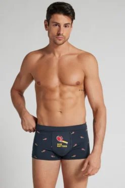 Bokserki|Bawełna Superior>Intimissimi Bokserki z Bawełny Superior z Nadrukiem Size Matters niebieski - 800 - blu notte