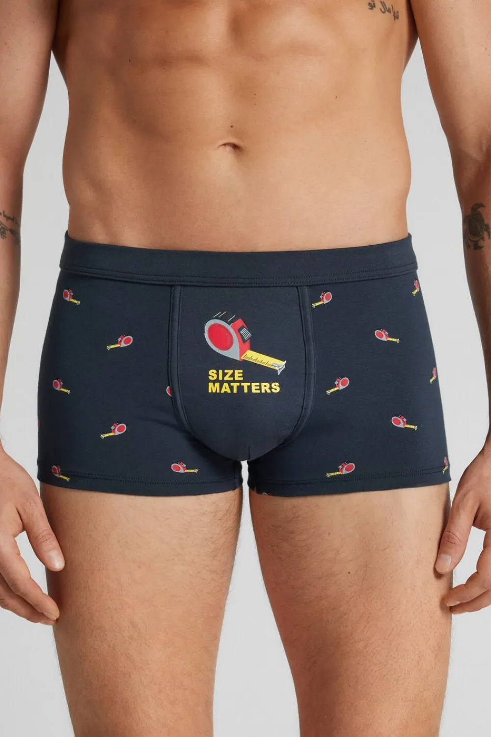 Bokserki|Bawełna Superior>Intimissimi Bokserki z Bawełny Superior z Nadrukiem Size Matters niebieski - 800 - blu notte