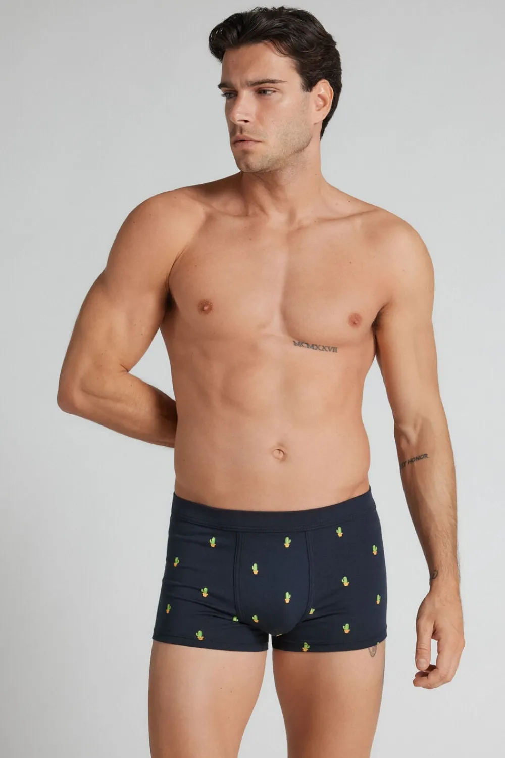 Bokserki|Bawełna Superior>Intimissimi Bokserki z Bawełny Superior z Nadrukiem w Kaktusy niebieski - 1467 - intensywny niebieski