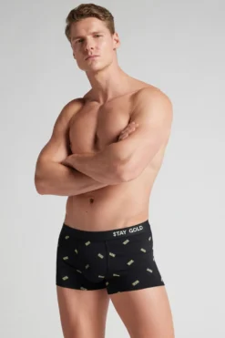 Bokserki|Bawełna Superior>Intimissimi Bokserki z Bawełny Superior z Nadrukiem w Pieniądze czarny - 019 - czarny