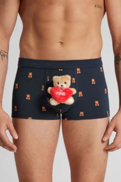 Bokserki|Bawełna Superior>Intimissimi Bokserki z Bawełny Superior z Pluszową Aplikacją Be Mine niebieski - 1467 - intensywny niebieski