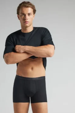 Bokserki|Merceryzowana Bawełna Filo Premium>Intimissimi Bokserki z Logo z Merceryzowanej Bawełny filo Premium czarny - 019 - czarny