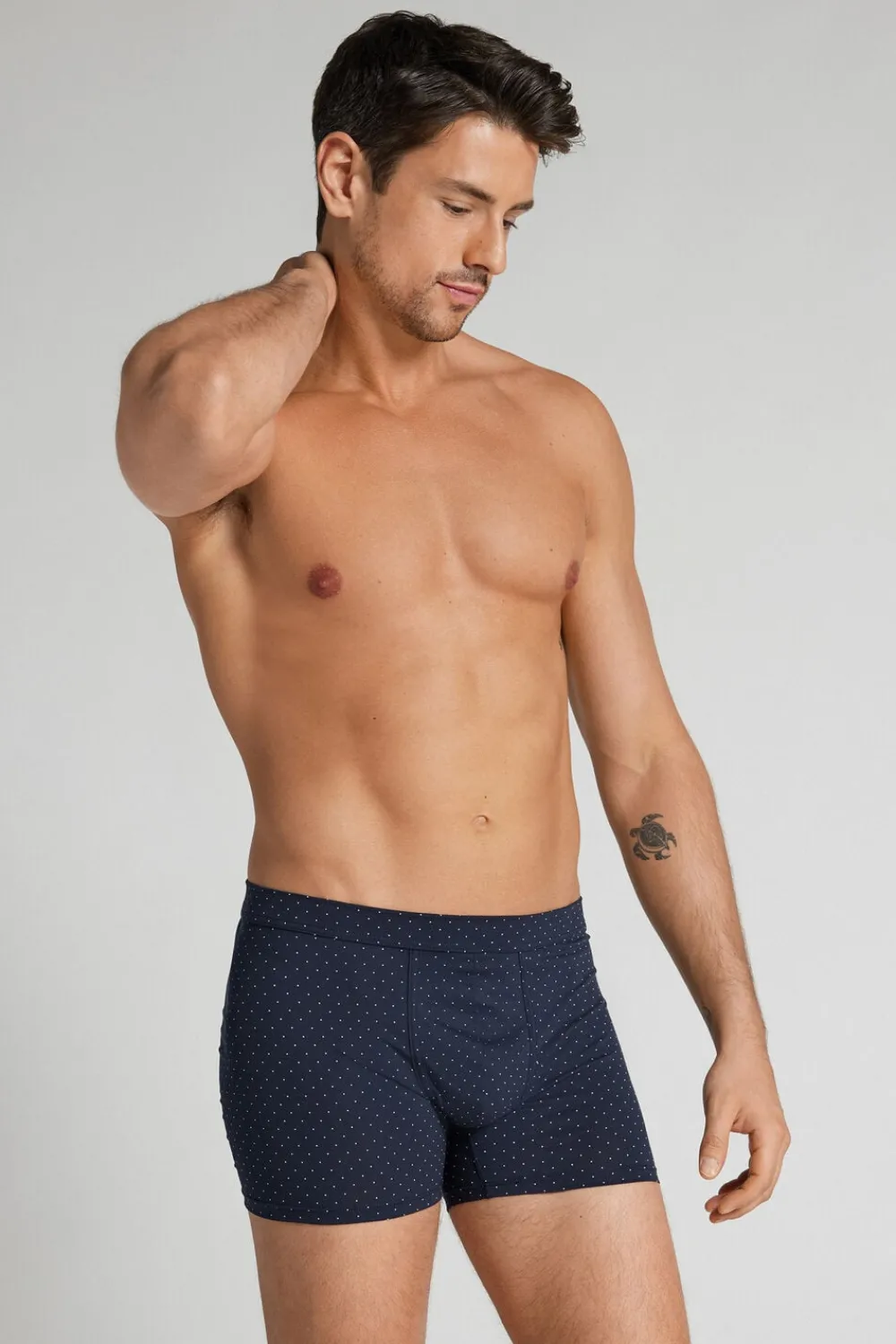Bokserki|Merceryzowana Bawełna Filo Premium>Intimissimi Bokserki z Merceryzowanej Bawełny filo Premium z Nadrukiem w Groszki niebieski - 490j - blu navy