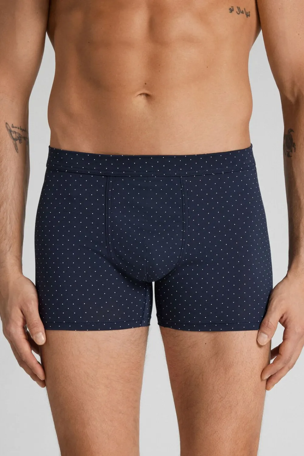 Bokserki|Merceryzowana Bawełna Filo Premium>Intimissimi Bokserki z Merceryzowanej Bawełny filo Premium z Nadrukiem w Groszki niebieski - 490j - blu navy