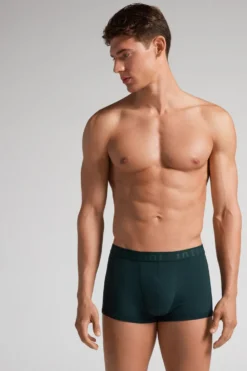 Bokserki|Mikrofibra>Intimissimi Bokserki z Mikrofibry z Logo zielony - 132j - verde scuro