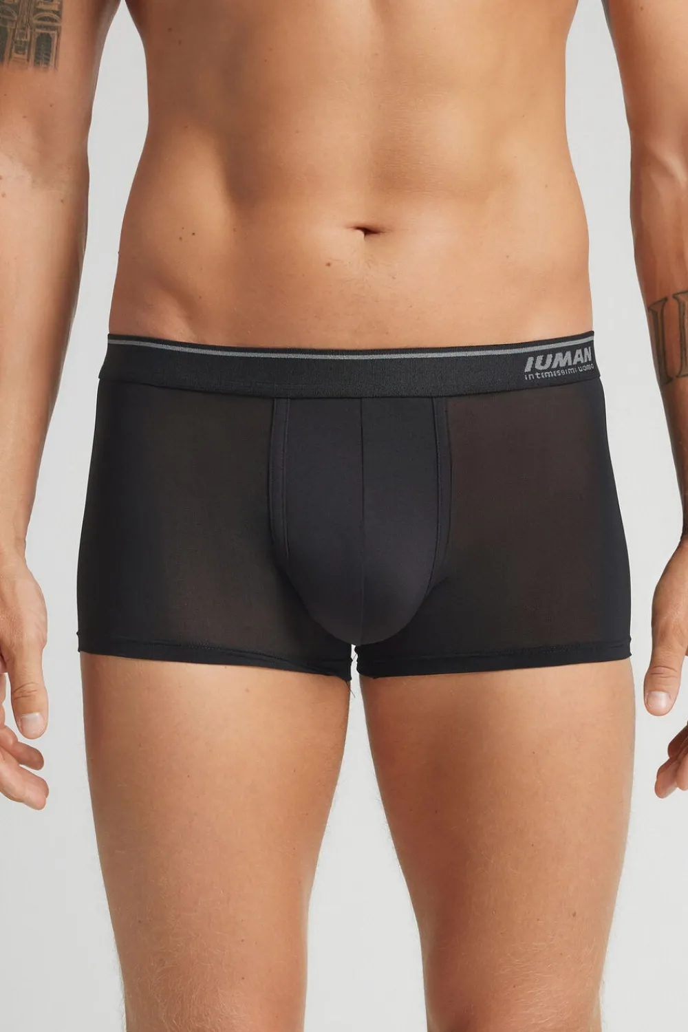 Bokserki>Intimissimi Bokserki z Mikrosiateczki Super Fresh czarny - 019 - czarny