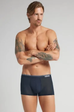 Bokserki>Intimissimi Bokserki z Mikrosiateczki Super Fresh niebieski - 800 - blu notte
