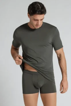 Bokserki|Soft Silk>Intimissimi Bokserki z tkaniny Soft Silk zielony - 640j - verde fumo scuro