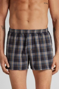 Bokserki>Intimissimi Bokserki z Wzorzystego Płótna niebieski - 072k - check blu