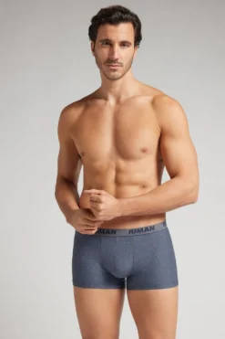 Bokserki|Mikrofibra>Intimissimi Bokser z Mikrofibry z Logo niebieski - 5210 - denim melange