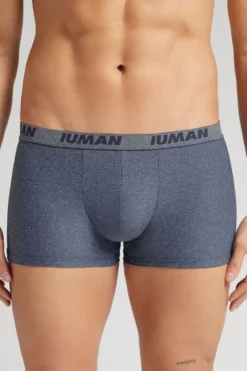 Bokserki|Mikrofibra>Intimissimi Bokser z Mikrofibry z Logo niebieski - 5210 - denim melange