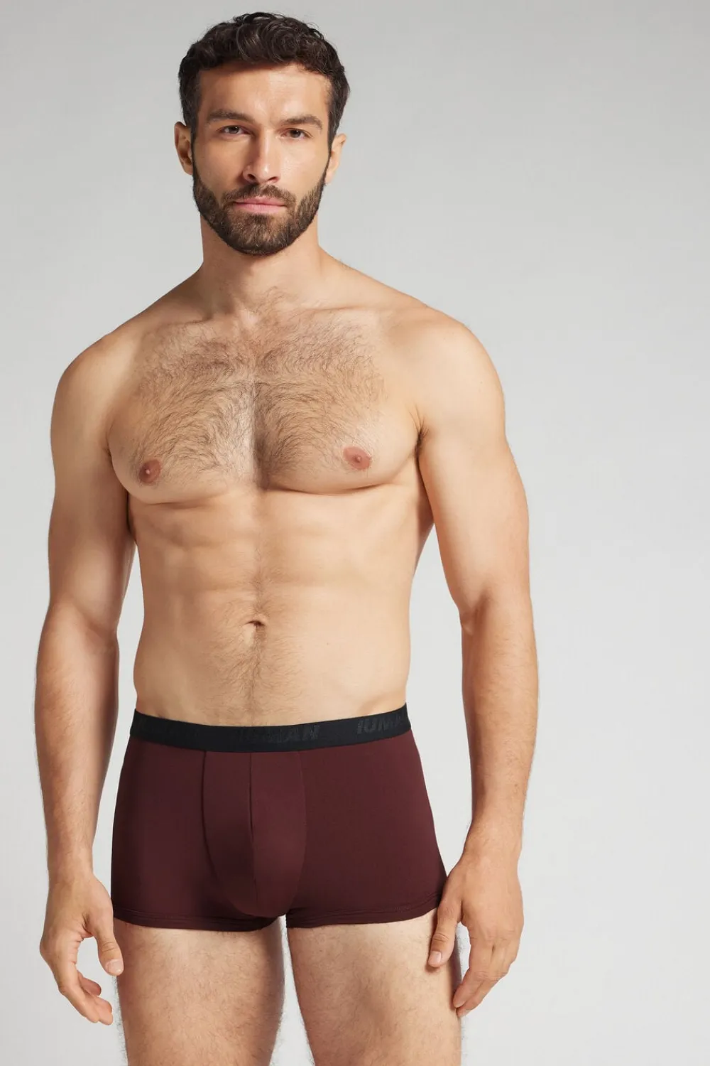 Bokserki|Mikrofibra>Intimissimi Bokser z Mikrofibry z Logo burgundia - 441j - burgundy/nero
