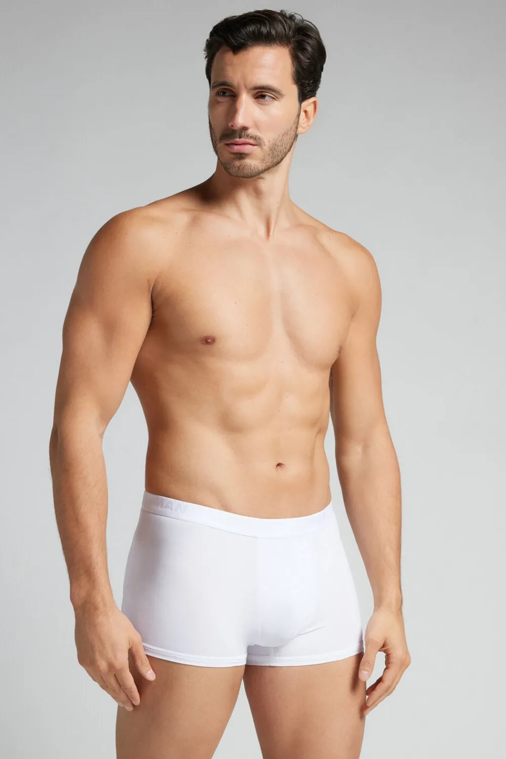 Bokserki|Mikrofibra>Intimissimi Bokser z Mikrofibry z Logo biały - 001 - biały