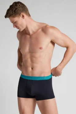 Bokserki|Mikrofibra>Intimissimi Bokser z Mikrofibry z Logo niebieski - 103k - blu notte/verde acqua