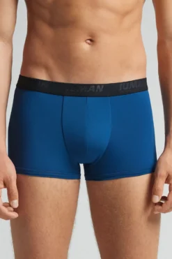 Bokserki|Mikrofibra>Intimissimi Bokser z Mikrofibry z Logo niebieski - 978j - poseidon blue/nero