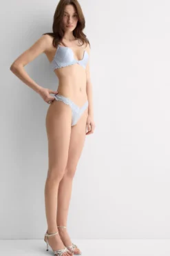 Brazyliany|Jedwab>Intimissimi Brazyliany w Stylu Lat '80 z Jedwabiu i Koronki Silky Flowers jasnoniebieski - 060k - blue water