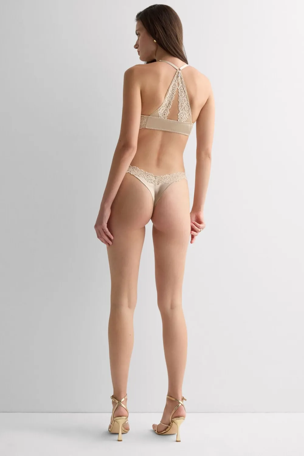 Brazyliany|Jedwab>Intimissimi Brazyliany w Stylu Lat '80 z Jedwabiu i Koronki Silky Flowers naturalny - 447j - mandorla beige