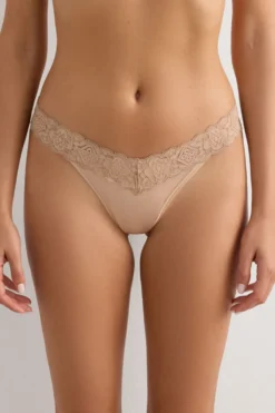 Brazyliany|Koronka>Intimissimi Brazyliany wStylu Lat 80. zKoronki iMikrofibry naturalny - 044 - honey