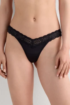 Brazyliany|Koronka>Intimissimi Brazyliany wStylu Lat 80. zKoronki iMikrofibry czarny - 019 - czarny
