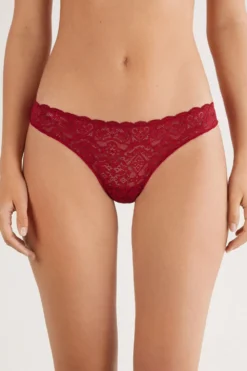 Brazyliany|Koronka>Intimissimi Brazyliany z Koronki i Mikrofibry - 1473 - czerwony