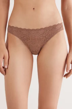 Brazyliany|Koronka>Intimissimi Brazyliany z Koronki i Mikrofibry naturalny - 502i - caramel