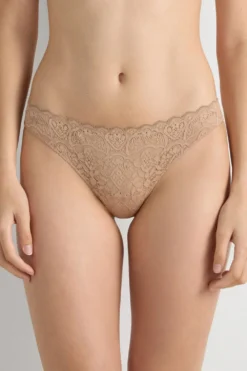 Brazyliany|Koronka>Intimissimi Brazyliany z Koronki i Mikrofibry naturalny - 044 - honey