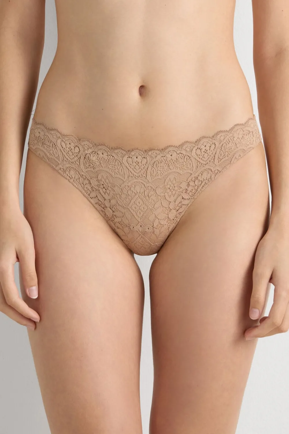 Brazyliany|Koronka>Intimissimi Brazyliany z Koronki i Mikrofibry naturalny - 044 - honey